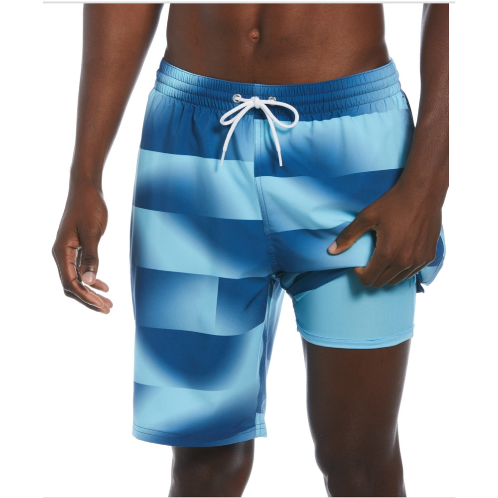 Nike Men Water Stripe Ombre Colorblocked 9" Swim Trunks Court Blue Size S